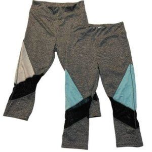 JR2 Womens Cropped Yoga Pants Leggings Size Small Gray Black Blue Lot of 2